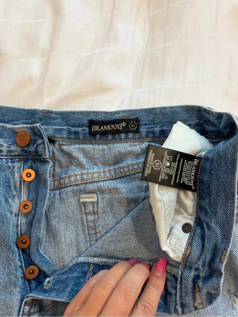 Blank NYC Light Blue Distressed Denim Shorts
